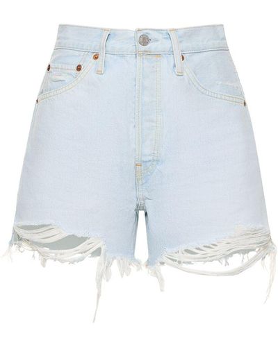 RE/DONE 50S Cotton Denim Cutoff Shorts - Blue