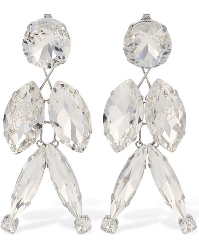 Emilio Pucci Crystal Cascade Clip-On Earrings - White