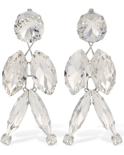 Emilio Pucci Crystal Cascade Clip-On Earrings - White