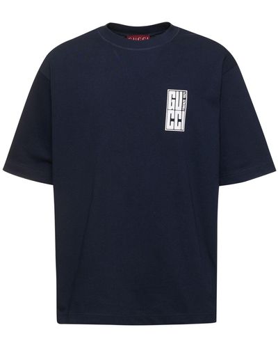 Gucci Logo Detail Heavy Cotton T-shirt - Blue