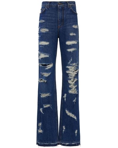 Dolce & Gabbana Distressed Wide Leg Jeans - Blue