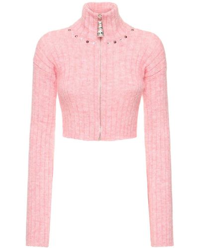 Alessandra Rich Cardigan Aus Mohairmischstrick - Pink