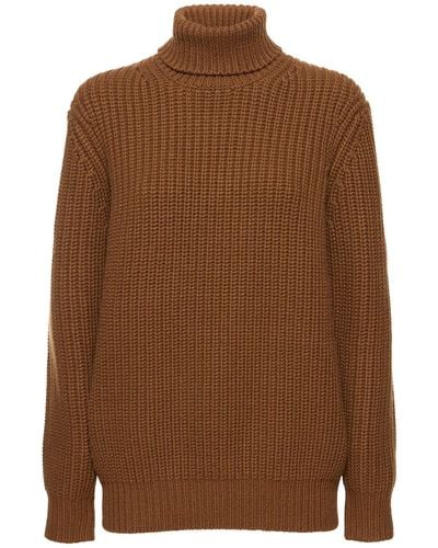 Michael Kors Cashmere Rib Knit Turtleneck Sweater - Brown