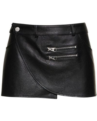 Miaou Hunter Faux Leather Mini Skirt - Black