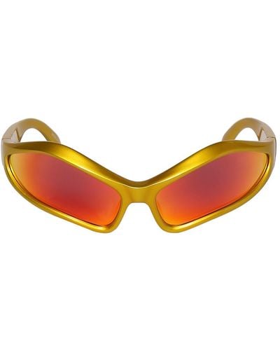Balenciaga Ovale Sonnenbrille Aus Acetat "0314s Fennec" - Rot