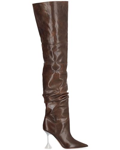 AMINA MUADDI 95mm Olivia Leather Over-the-knee Boots - Brown