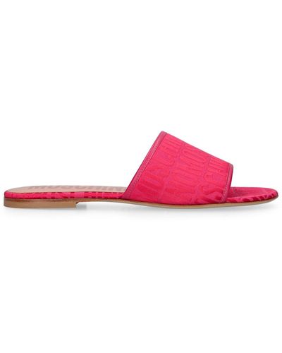 Moschino 10mm Flache Schuhe Asu Jacquard Mit Logo - Pink