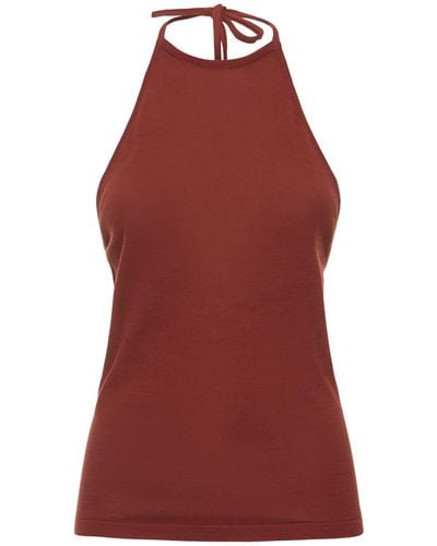 Lemaire Halter Neck Cotton Top - Red