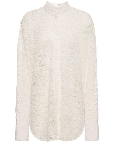 Interior The Gertrude Cotton Blend Lace Shirt - White