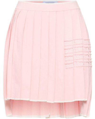 Thom Browne Pleated Cotton Knit Mini Skirt - Pink