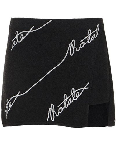 ROTATE BIRGER CHRISTENSEN Sequined Logo Cotton Blend Mini Skirt - Black