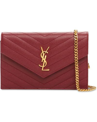 Saint Laurent Small Monogram Quilted Leather Bag - Red