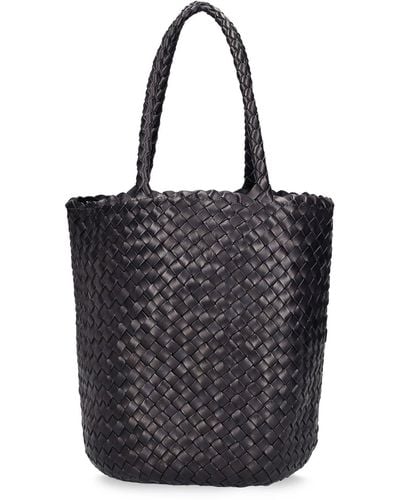 Dragon Diffusion Hand Braided Leather Straps Basket Bag - Black