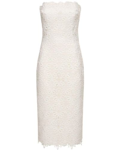Ermanno Scervino Embroidered Jersey Strapless Midi Dress - White