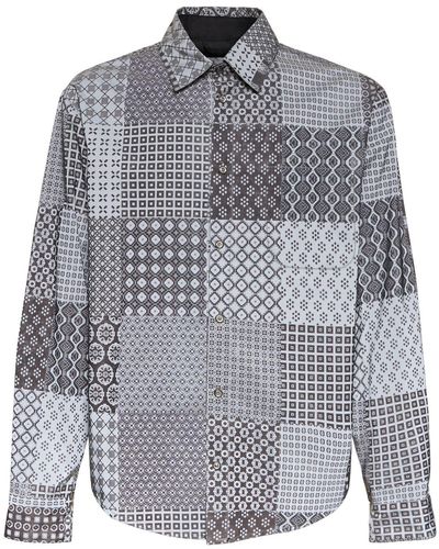 4SDESIGNS Tie Print Reflective Fabric Shirt - Gray