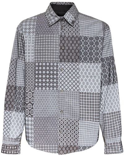 4SDESIGNS Tie Print Reflective Fabric Shirt - Grey