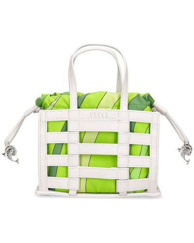 Emilio Pucci Mini Cage Leather & Silk Bag - Green