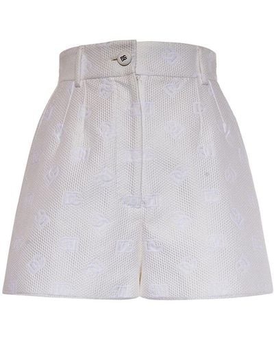 Dolce & Gabbana Jacquard-shorts Mit Dg-monogramm - Weiß