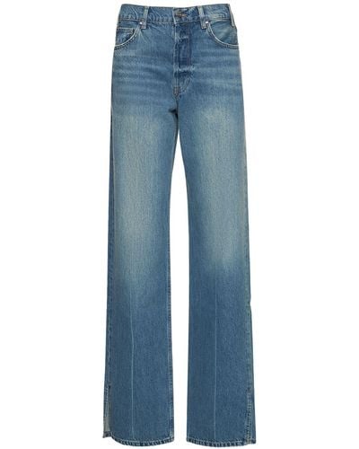 Anine Bing Roy Cotton Denim Straight Jeans - Blue