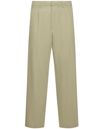 AURALEE Cotton & Silk Viyella Relaxed Fit Pants - Natural