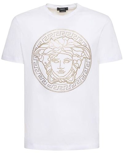Versace White T -Shirt mit goldenen Medusa - Blanc