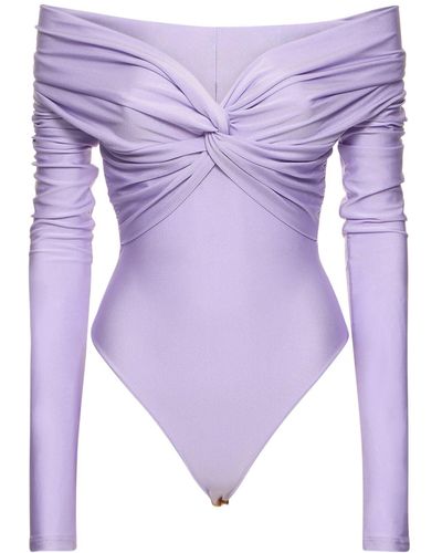 ANDAMANE Body de lycra con hombros descubiertos - Morado