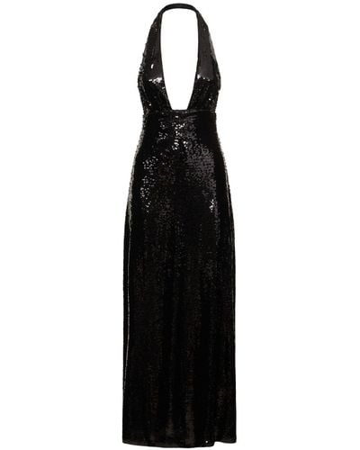 WeWoreWhat Sequined Halter Neck Midi Dress - Black