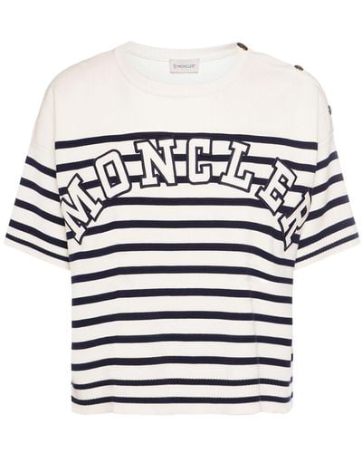 Moncler T-shirt Aus Baumwolle Mit Logo - Weiß