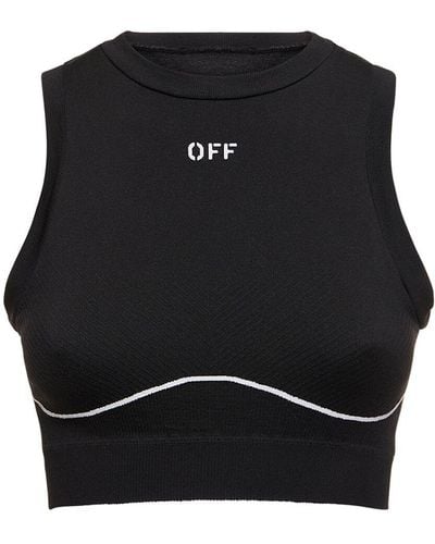 Off-White c/o Virgil Abloh Top corto de techno stretch - Negro