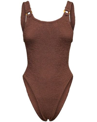 Hunza G Domino One Piece Swimsuit W/rings - Brown