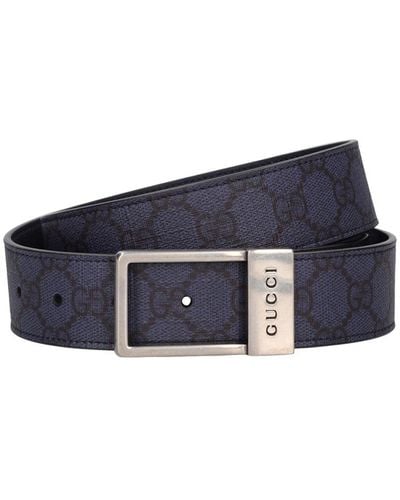 Gucci 3.5cm New Frame Gg Leather Belt - Blue