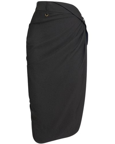 Jacquemus La Jupe Saudade Satin Midi Wrap Skirt - Black