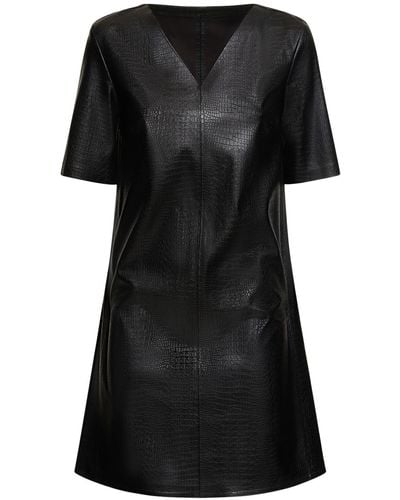 Max Mara Eliot Embossed Faux Leather Mini Dress - Black
