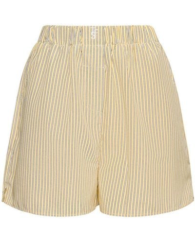 Frankie Shop Lui Cotton Blend Oxford Shorts - Natural