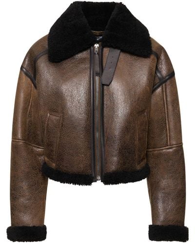 Acne Studios Leather Shearling Jacket - Brown