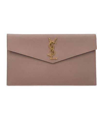 Saint Laurent Uptown Envelope Leather Clutch Bag - Farfetch