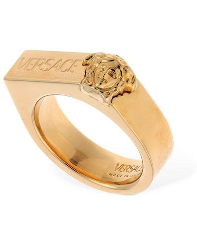 Versace Logo & Medusa Squared Ring - Metallic