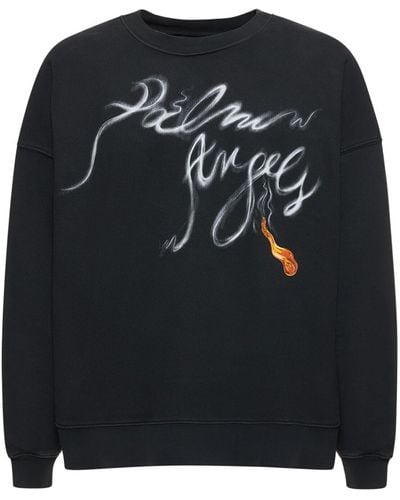 Palm Angels Sweatshirt Aus Baumwolle "foggy Pa" - Schwarz
