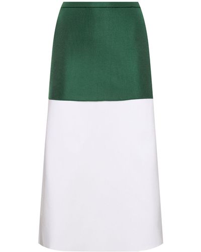 Ferragamo Bicolor Viscose Blend Midi Skirt - Green