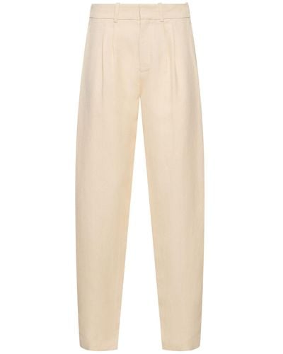 Ralph Lauren Collection Pantalon plissé en lin et soie - Neutre