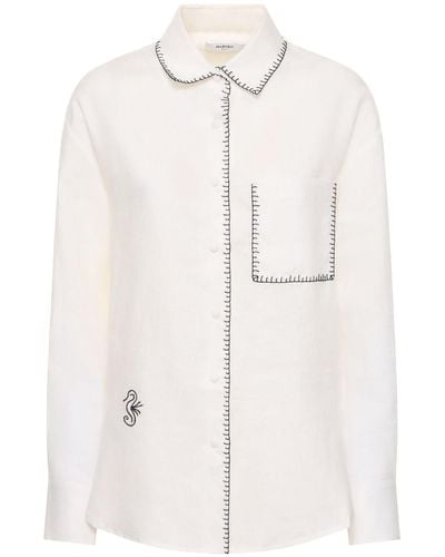Marysia Swim Wegner Oversize Linen Shirt W/ Stitching - Natural