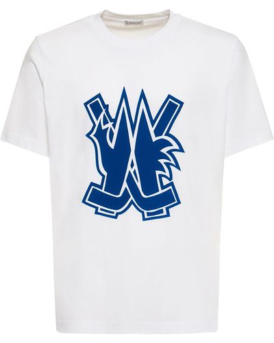 Moncler Camiseta de jersey de algodón con logo - Azul
