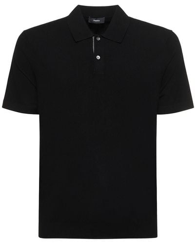 Theory Goris Viscose Blend Short Sleeve Polo - Black