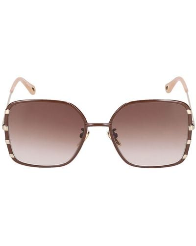Chloé Celeste Squared Metal Sunglasses - Brown