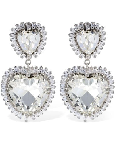 Alessandra Rich Crystal Heart Earrings - Metallic