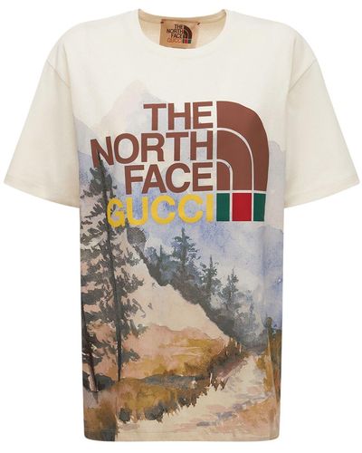 Gucci T-shirt X The North Face In Cotone - Grigio