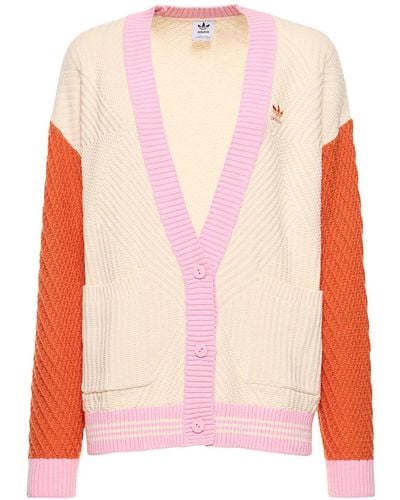 adidas Originals Knit Color Block Cardigan - Pink