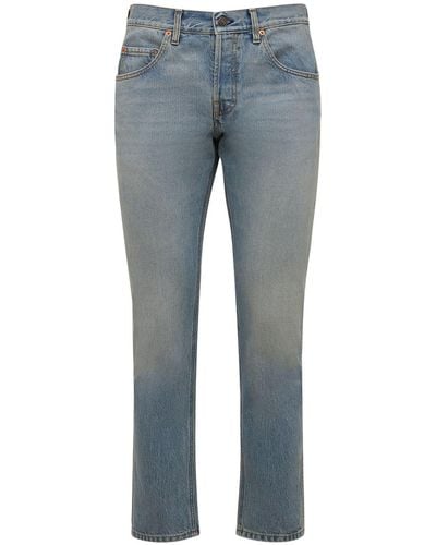 Gucci Tapered Cotton Denim Jeans - Blue