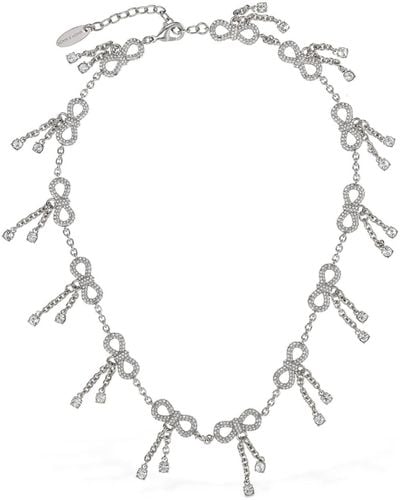 Mach & Mach Chain Crystal Bow Collar Necklace - Natural