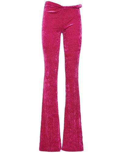Versace Knotted Stretch Velour Flared Trousers - Pink